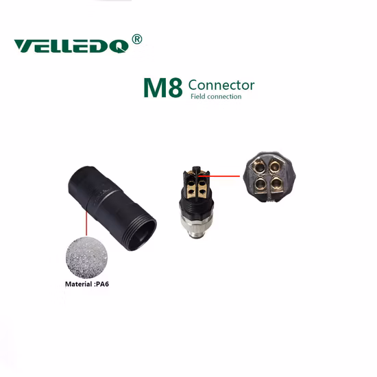 Conector reto masculino do sensor do pino M8 de 3/4/5/12 conector redondo da tomada